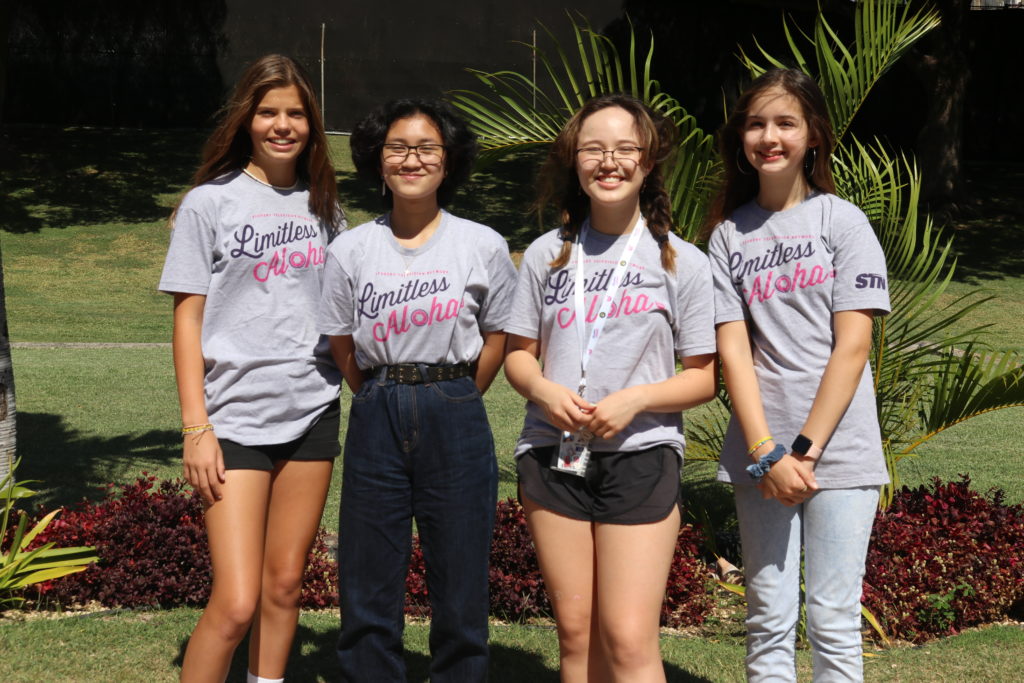 From left to right, Langley Arnold, Alessandra Solon, Alanah Williams, and Vienna Ryan at the 2022 STN convention. (Photo provided by Chris Facuri, Aliamanu Middle School.)